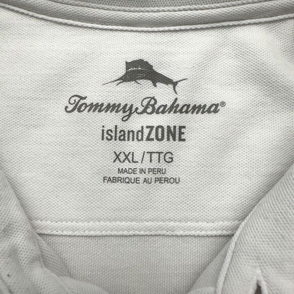 Tommy Bahama Island Zone Polo Mens XXL Shirt White Mesh Spellout Short Sleeve - Picture 8 of 13